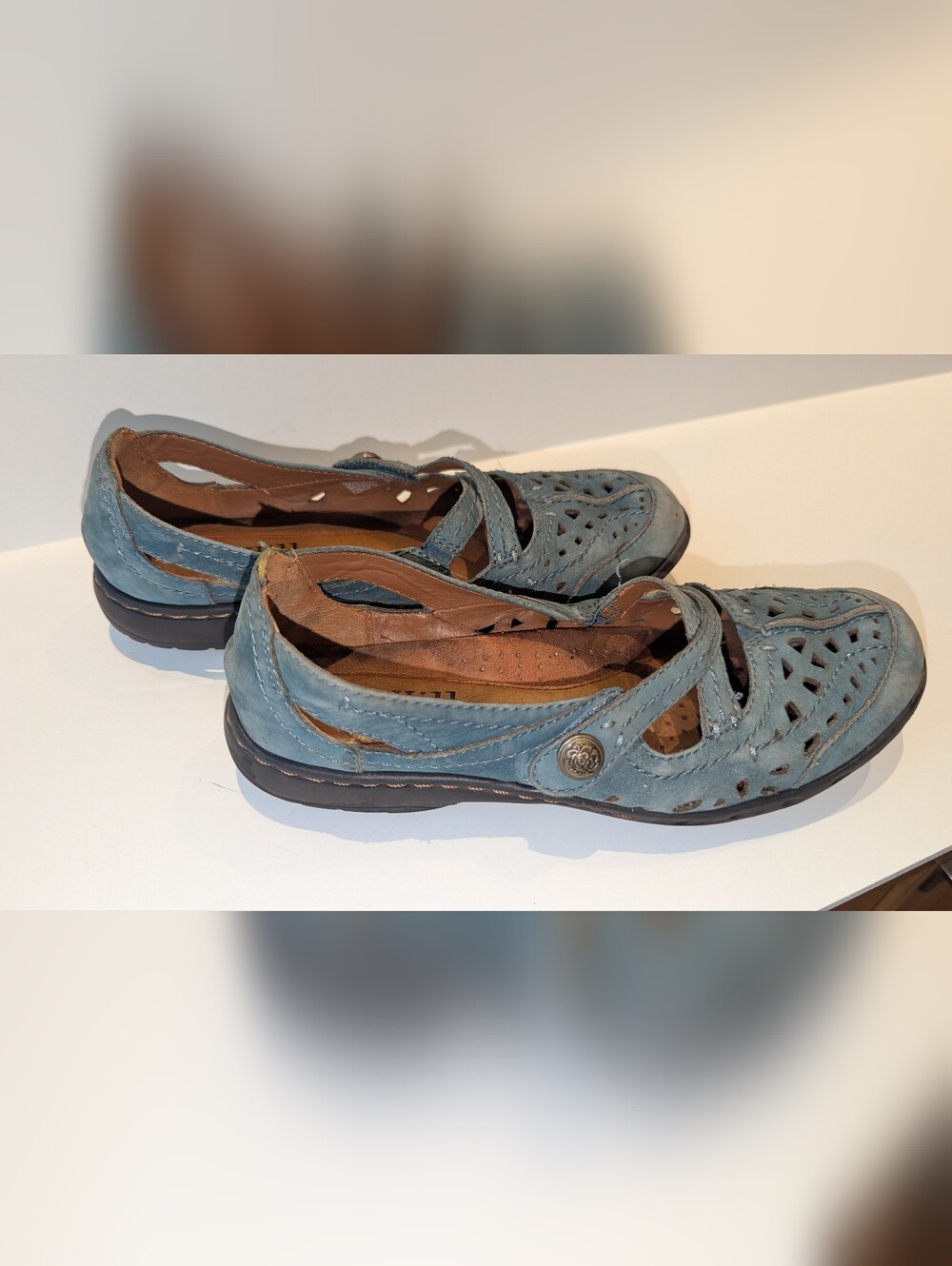 Cobb Hill by New Balance Blue Cutout Leather Slip-On Moccasins - Picture 7 of 7